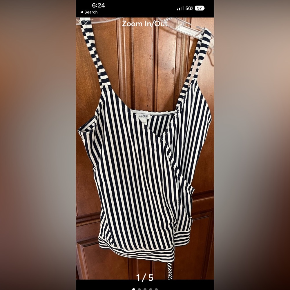 J crew medium navy and white striped tank top